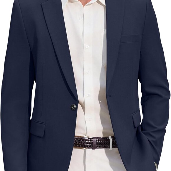 Versatile Men's Dark Blue Slim Fit Blazer Jacket - Perfect for Every Occasion - Picture 1 of 6
